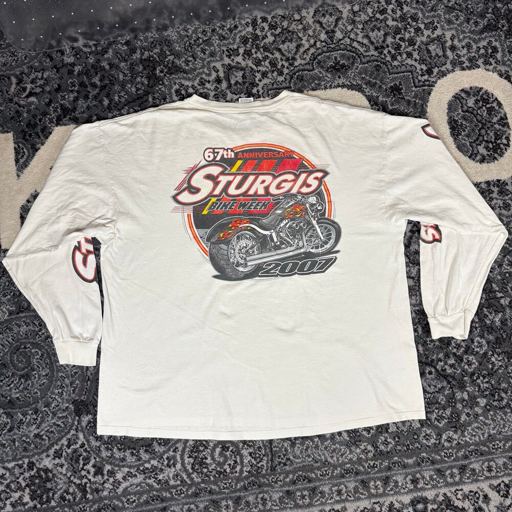 Strugis‎ 67th Anniversary Bike Week 2007 Long Sleeve White Shirt Men’s Sz 2XL